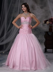 Baby Pink Sweetheart Beading Dresses For Quince Wear Like Princess