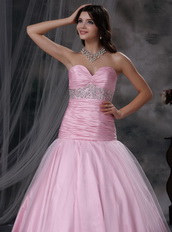 Baby Pink Sweetheart Beading Dresses For Quince Wear Like Princess