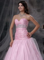 Baby Pink Sweetheart Beading Dresses For Quince Wear Like Princess