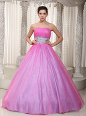 Hot Pink Handmade Beading Belt Dress for a Quinceanera Party Like Princess