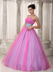 Hot Pink Handmade Beading Belt Dress for a Quinceanera Party Like Princess