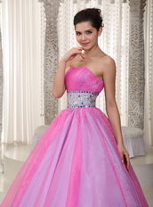 Hot Pink Handmade Beading Belt Dress for a Quinceanera Party Like Princess