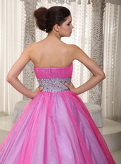 Hot Pink Handmade Beading Belt Dress for a Quinceanera Party Like Princess