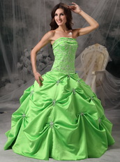 Spring Green Floor Length Ball Dress For Quinceanera Girls Like Princess