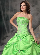 Spring Green Floor Length Ball Dress For Quinceanera Girls Like Princess