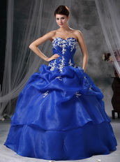 Royal Blue Ball Gown Quinceanera Dress With Embroidery Like Princess