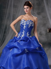 Royal Blue Ball Gown Quinceanera Dress With Embroidery Like Princess