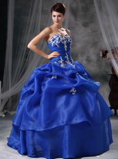 Royal Blue Ball Gown Quinceanera Dress With Embroidery Like Princess