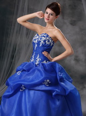 Royal Blue Ball Gown Quinceanera Dress With Embroidery Like Princess