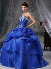 Royal Blue Ball Gown Quinceanera Dress With Embroidery Like Princess