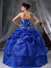 Royal Blue Ball Gown Quinceanera Dress With Embroidery Like Princess