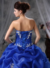 Royal Blue Ball Gown Quinceanera Dress With Embroidery Like Princess