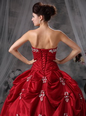 Wine Red Floor Length Picks-up Skirt Ball Gown With Jacket Like Princess