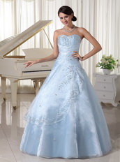 Appliqueds With Beading Over Skirt Light Blue Quinceanera For Military Ball Like Princess