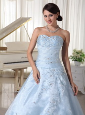 Appliqueds With Beading Over Skirt Light Blue Quinceanera For Military Ball Like Princess