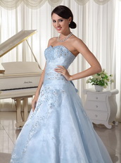 Appliqueds With Beading Over Skirt Light Blue Quinceanera For Military Ball Like Princess