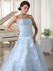 Appliqueds With Beading Over Skirt Light Blue Quinceanera For Military Ball Like Princess