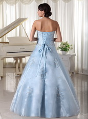 Appliqueds With Beading Over Skirt Light Blue Quinceanera For Military Ball Like Princess