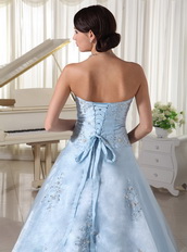 Appliqueds With Beading Over Skirt Light Blue Quinceanera For Military Ball Like Princess