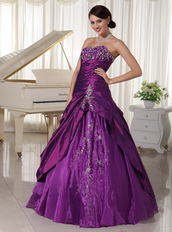 Taffeta and Organza Dark Purple Sweetheart Quinceanera Gowns Like Princess