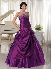 Taffeta and Organza Dark Purple Sweetheart Quinceanera Gowns Like Princess