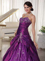 Taffeta and Organza Dark Purple Sweetheart Quinceanera Gowns Like Princess