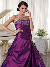 Taffeta and Organza Dark Purple Sweetheart Quinceanera Gowns Like Princess