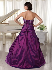 Taffeta and Organza Dark Purple Sweetheart Quinceanera Gowns Like Princess