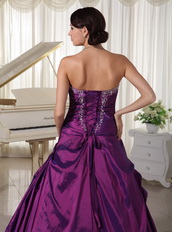 Taffeta and Organza Dark Purple Sweetheart Quinceanera Gowns Like Princess