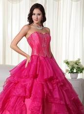 Hot Pink Affordable 2014 Quinceanera Gown With Embroidery Like Princess