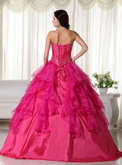 Hot Pink Affordable 2014 Quinceanera Gown With Embroidery Like Princess