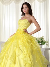 Bright Yellow Sweetheart Big Skirt Quinceanera Dress Sale Like Princess