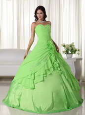 Spring Green Floor-length Chiffon Quinceanera Dress 2014 Like Princess