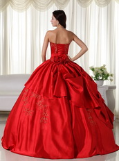 Red Puffy Big Skirt Quinceanera Dress With Embroidery Like Princess