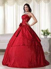 Wine Red Dress For Girls Quinceanera Wear With Embroidery Like Princess