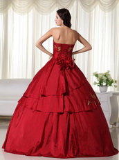 Wine Red Dress For Girls Quinceanera Wear With Embroidery Like Princess