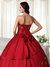 Wine Red Dress For Girls Quinceanera Wear With Embroidery Like Princess