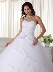 Sweetheart White Organza Quinceaneara Dress With Applique Like Princess