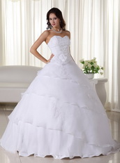 Sweetheart White Organza Quinceaneara Dress With Applique Like Princess