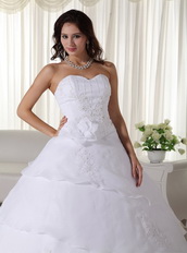 Sweetheart White Organza Quinceaneara Dress With Applique Like Princess