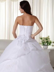 Sweetheart White Organza Quinceaneara Dress With Applique Like Princess