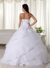 Sweetheart White Organza Quinceaneara Dress With Applique Like Princess