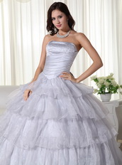 Gray Strapless Layers Puffy Skirt Dress For Quinces 2014 Like Princess