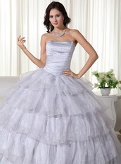 Gray Strapless Layers Puffy Skirt Dress For Quinces 2014 Like Princess