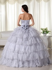 Gray Strapless Layers Puffy Skirt Dress For Quinces 2014 Like Princess