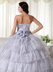 Gray Strapless Layers Puffy Skirt Dress For Quinces 2014 Like Princess