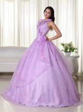 Lilac Halter Ruffle Puffy Quince Dress With Embroidery Like Princess