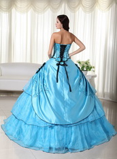 Aqua Blue Embroidery Quinceanera Dress With Handcrafted Like Princess