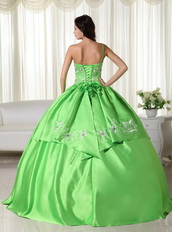 Spring Green Detachable Off Shoulder Straps Puffy Gowns Like Princess