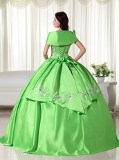 Spring Green Detachable Off Shoulder Straps Puffy Gowns Like Princess